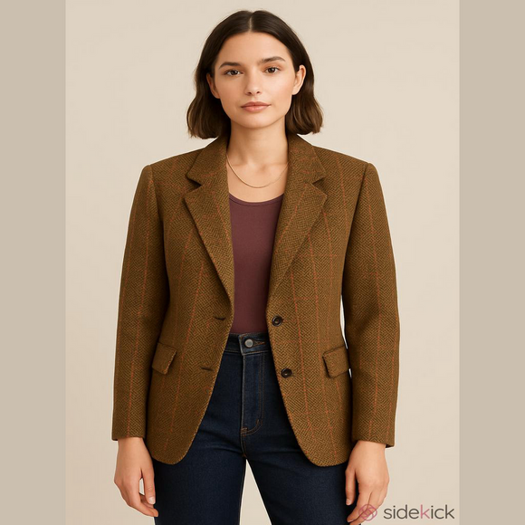 London Fog Jackets & Blazers - London fog multicoloured Women's Brown Wool Blazer Jacket size 12 M